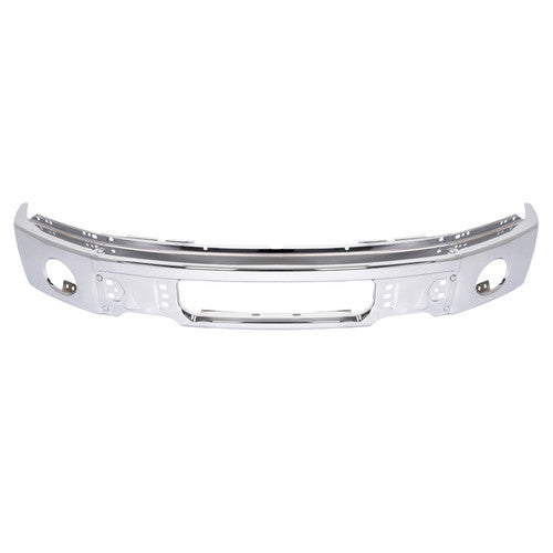MR.GOP-Front Silvery Steel Bumper Face Bar for Ford F150 Pickup 09-14 w/ Fog Light Hole