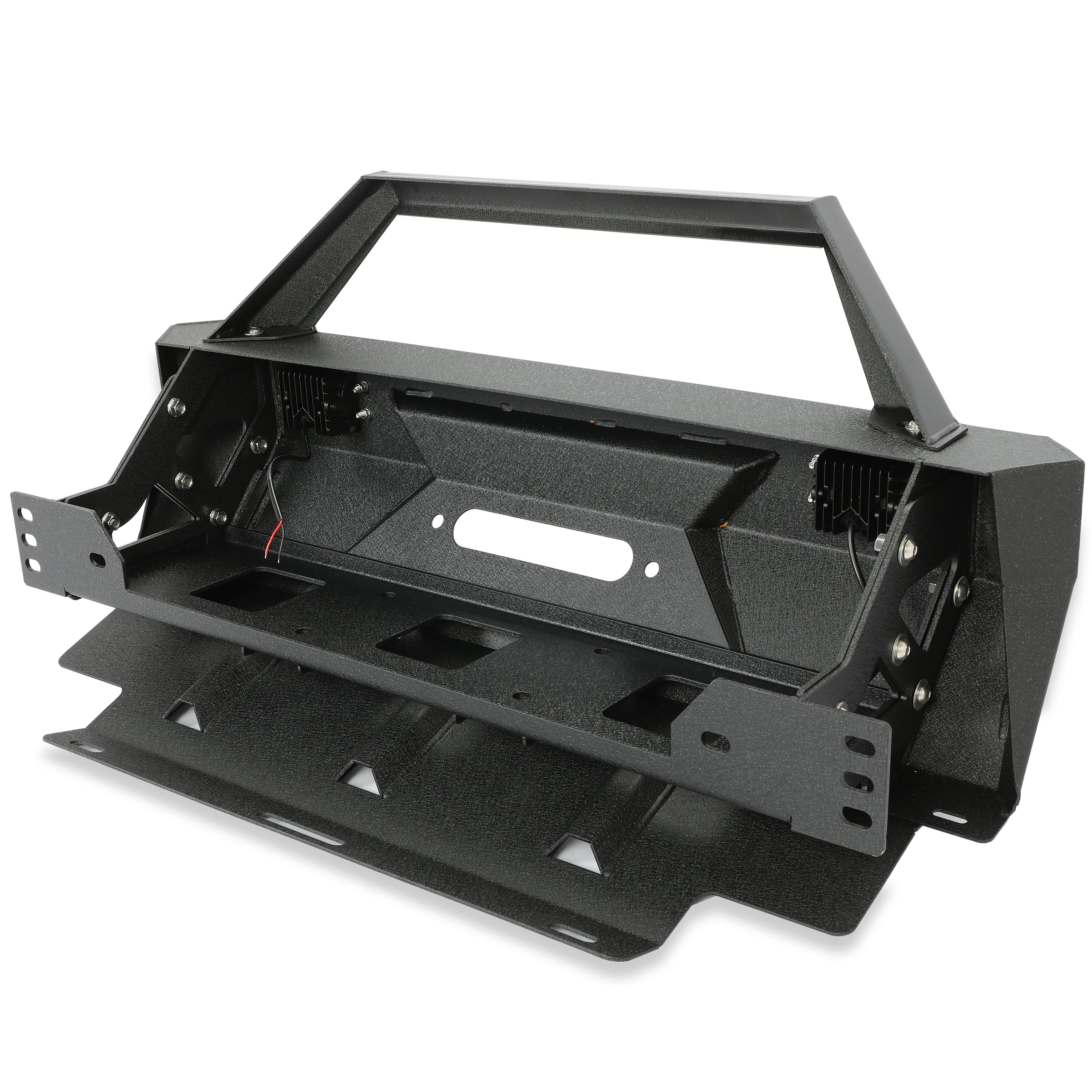 MR.GOP-Front Winch Bumper Compatible with 2010-2021 Toyota 4Runner 5th Gen Stubby Steel With D-rings Winch Plate 18W LED Sport lights Steel Powder Coated