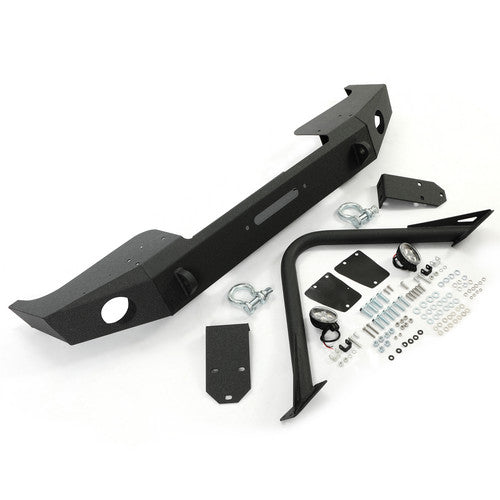 MR.GOP-Front Bumper W/ Fog Lights & Winch Plate Fit 84-01 Jeep Cherokee XJ Comanche MJ
