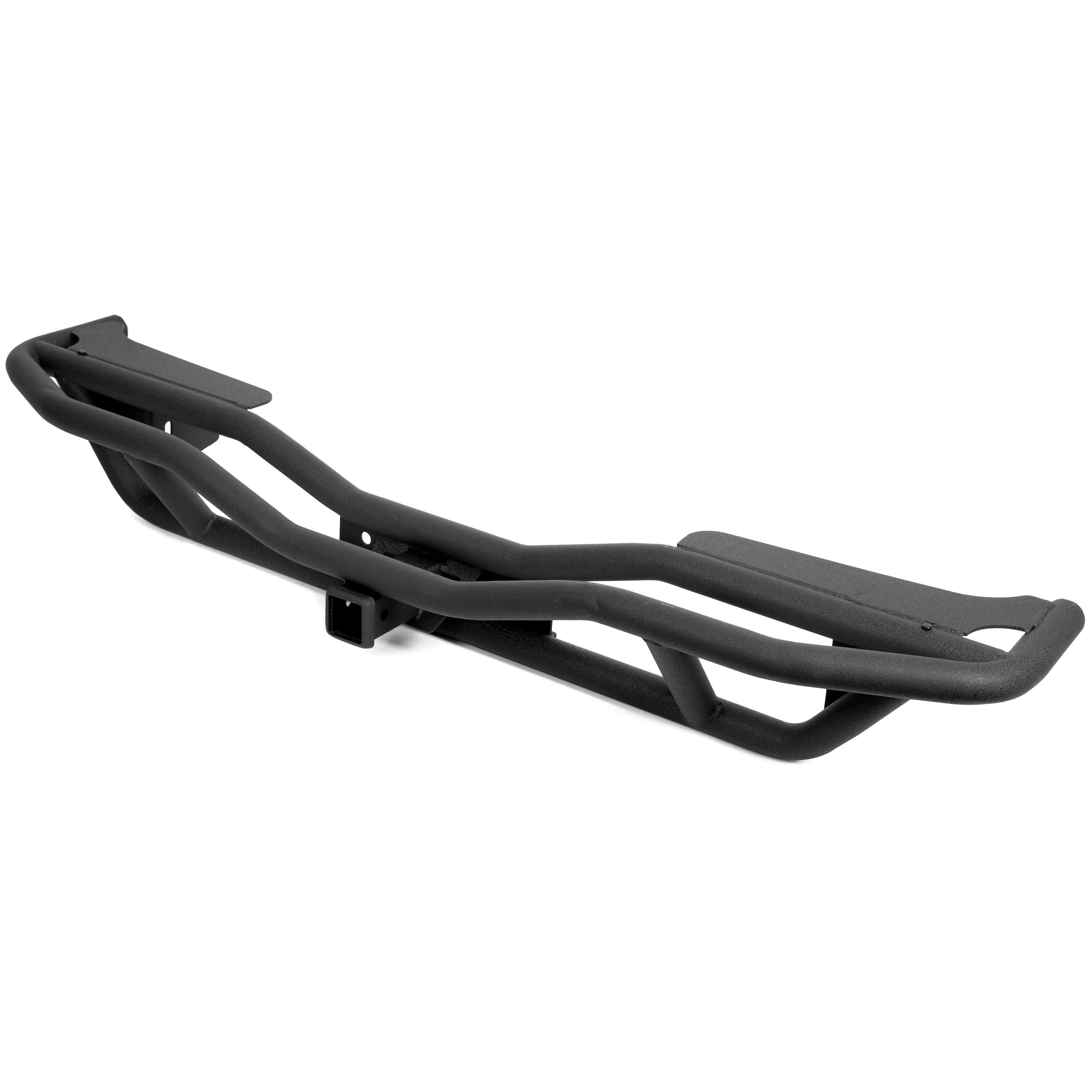 MR.GOP-Tubular Rear Bumper Compatible with 2007-2018 Jeep Wrangler JK W/ 2inches Hitch Receiver Steel Rock Crawler Textured Black