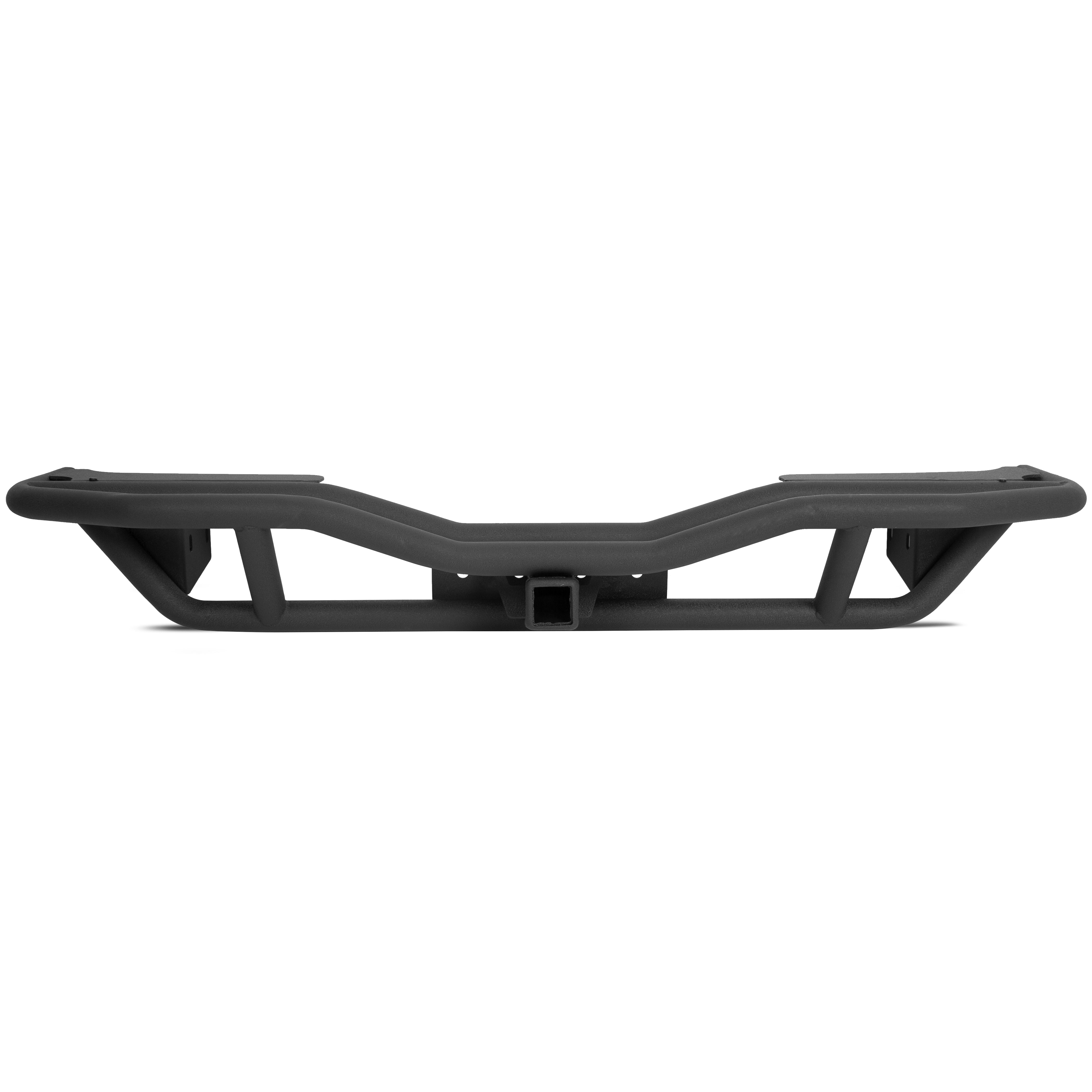 MR.GOP-Tubular Rear Bumper Compatible with 2007-2018 Jeep Wrangler JK W/ 2inches Hitch Receiver Steel Rock Crawler Textured Black