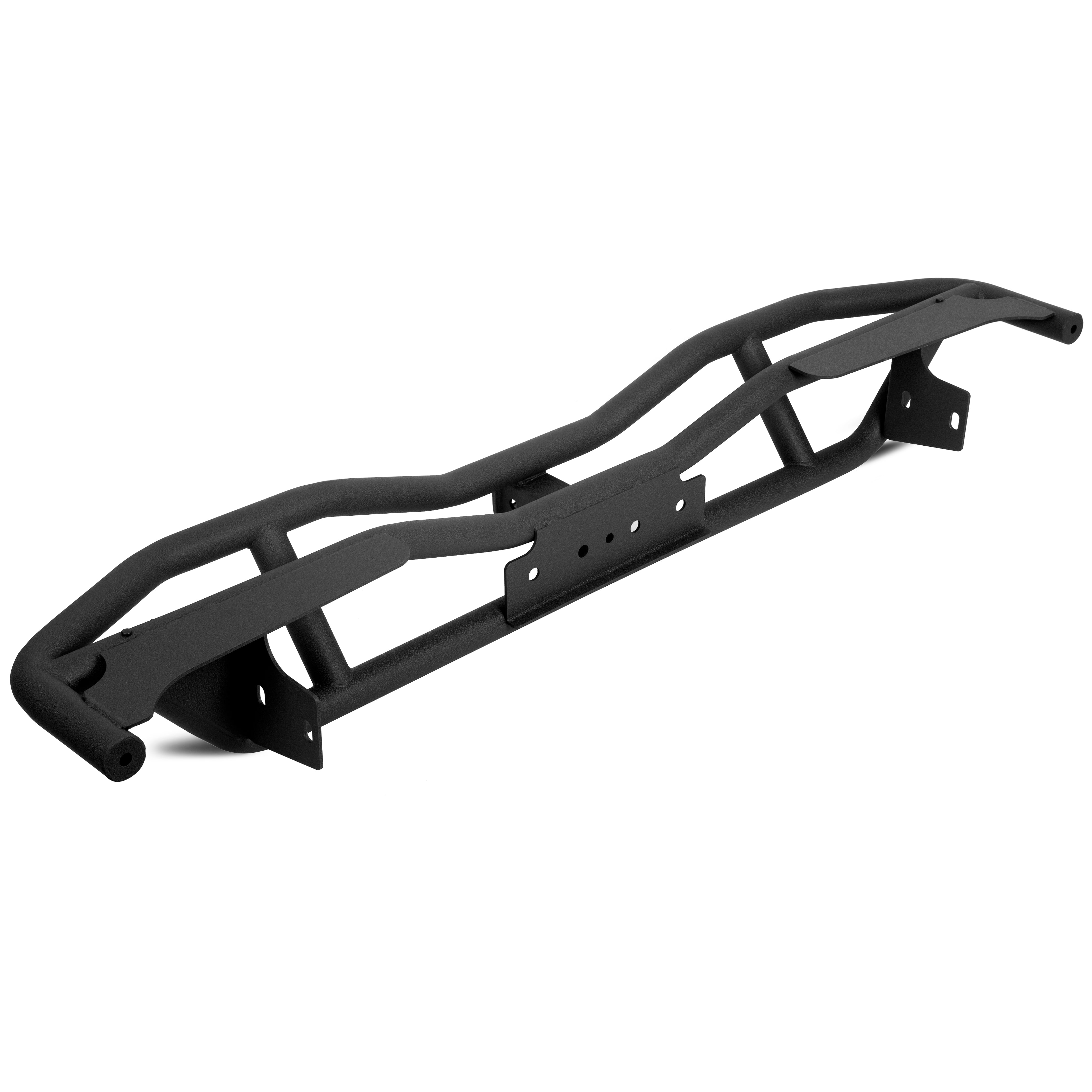 MR.GOP-Tubular Rear Bumper Compatible with 2007-2018 Jeep Wrangler JK W/ 2inches Hitch Receiver Steel Rock Crawler Textured Black