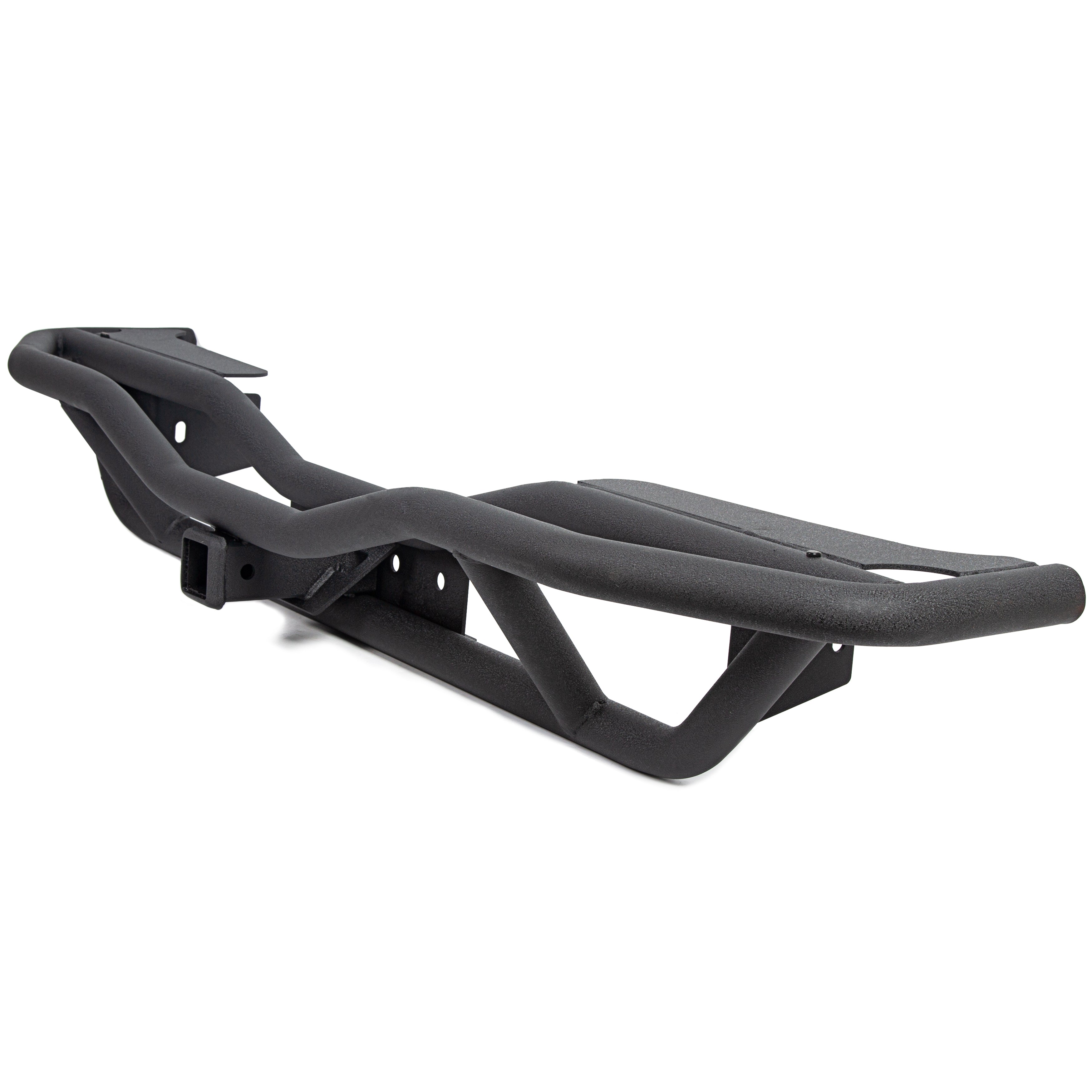 MR.GOP-Tubular Rear Bumper Compatible with 2007-2018 Jeep Wrangler JK W/ 2inches Hitch Receiver Steel Rock Crawler Textured Black