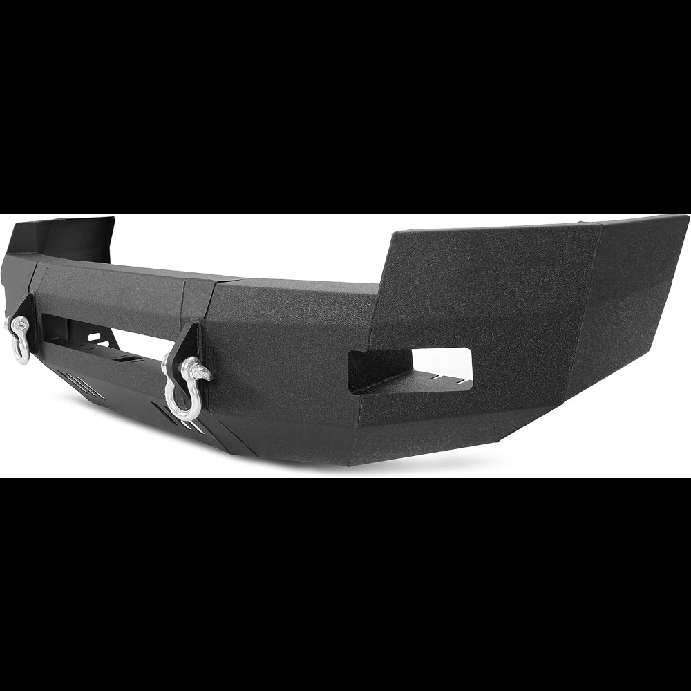 MR.GOP - Parachoques delantero compatible con Chevrolet Silverado 2500 3500 2007-2010 con anillos en D, acero recubierto en polvo negro, dos paquetes 