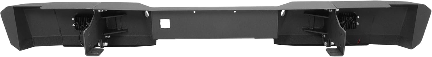 Rear Bumper Compatible with 1999-2007 Chevy Silverado GMC Sierra 2500 3500 HD W/LED Lights Steel Powder Coated Black