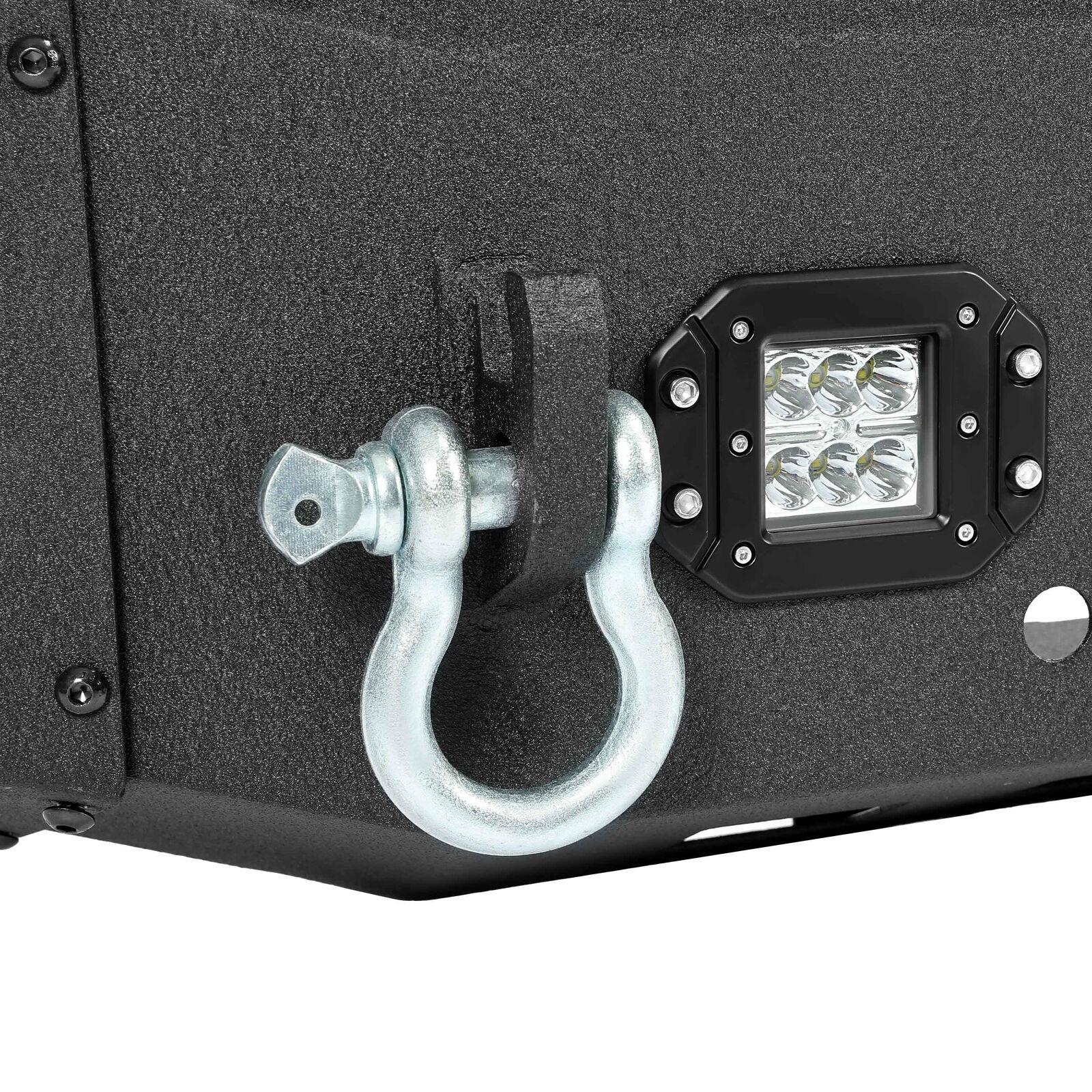 MR.GOP-Black Steel Front Bumper Assembly W/LED Spotlights For GMC Sierra 1500 2007-2013