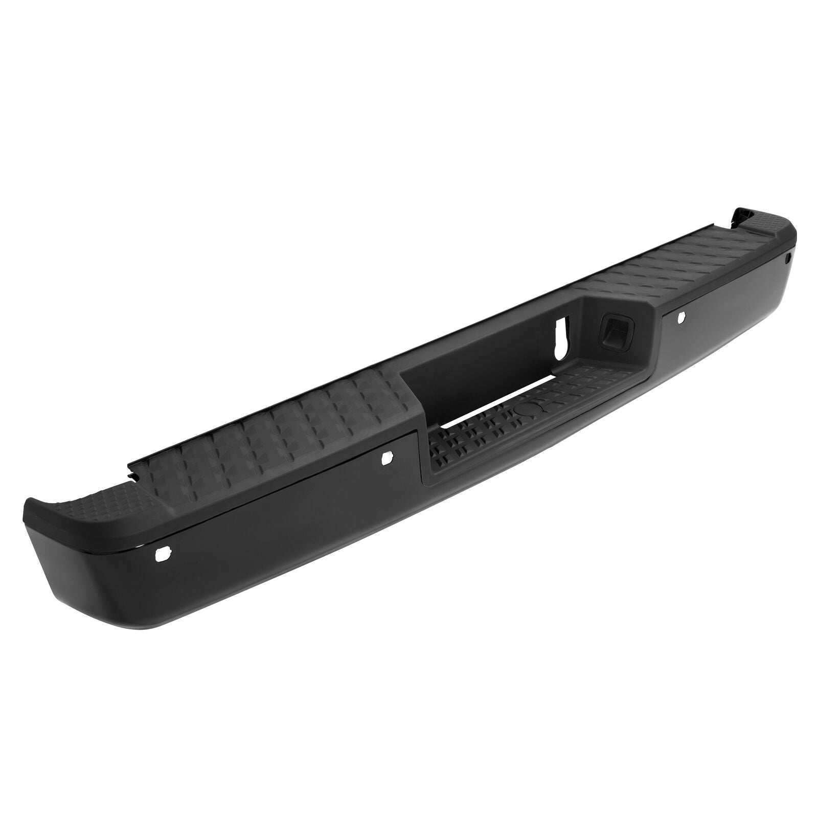 MR.GOP-Rear Step Bumper Assembly Compatible with 2016-2020 Nissan Titan/Titan XD NI1103132 85030EZ50A With Sensor Holes & License Plate Light Powder Coated Black