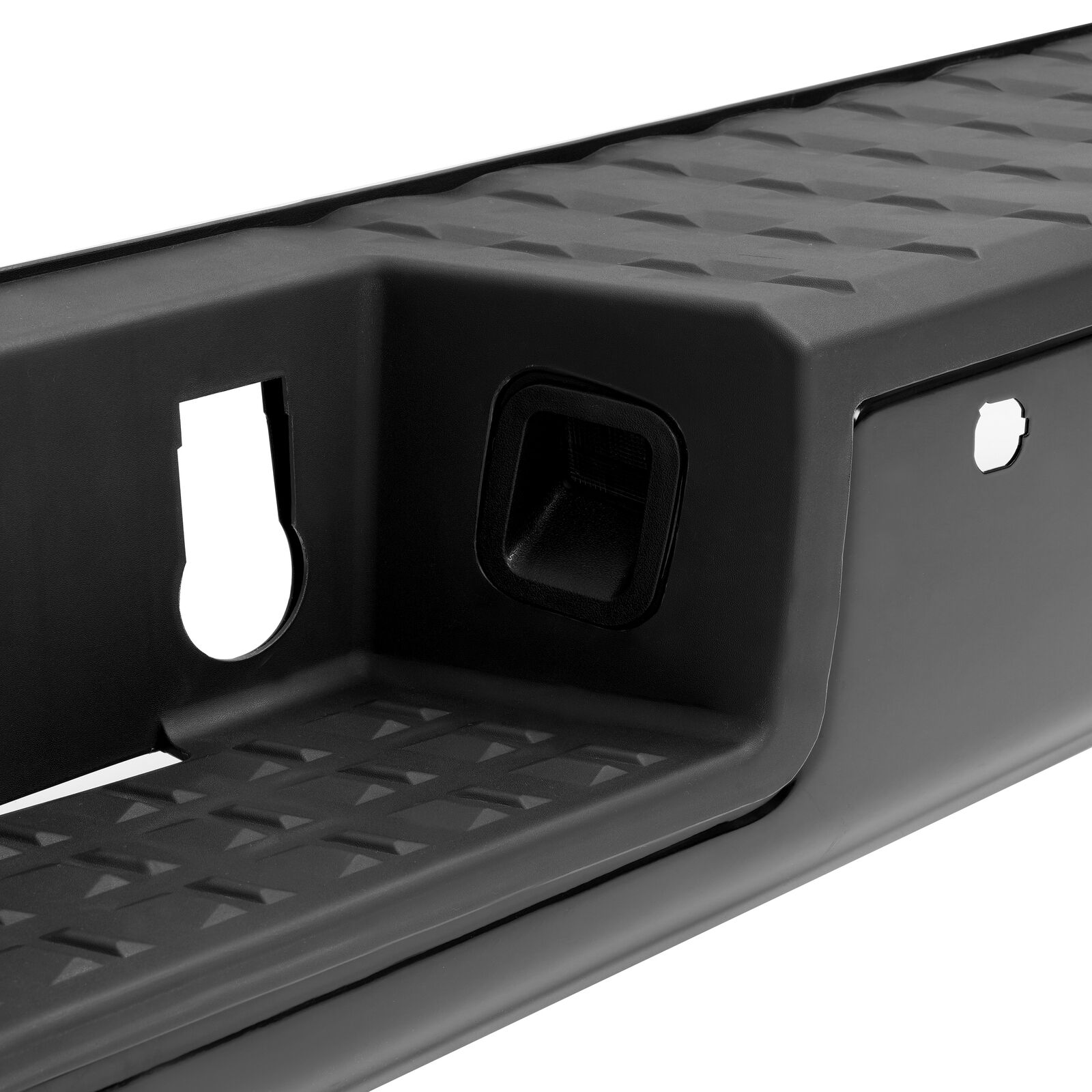 MR.GOP-Rear Step Bumper Assembly Compatible with 2016-2020 Nissan Titan/Titan XD NI1103132 85030EZ50A With Sensor Holes & License Plate Light Powder Coated Black