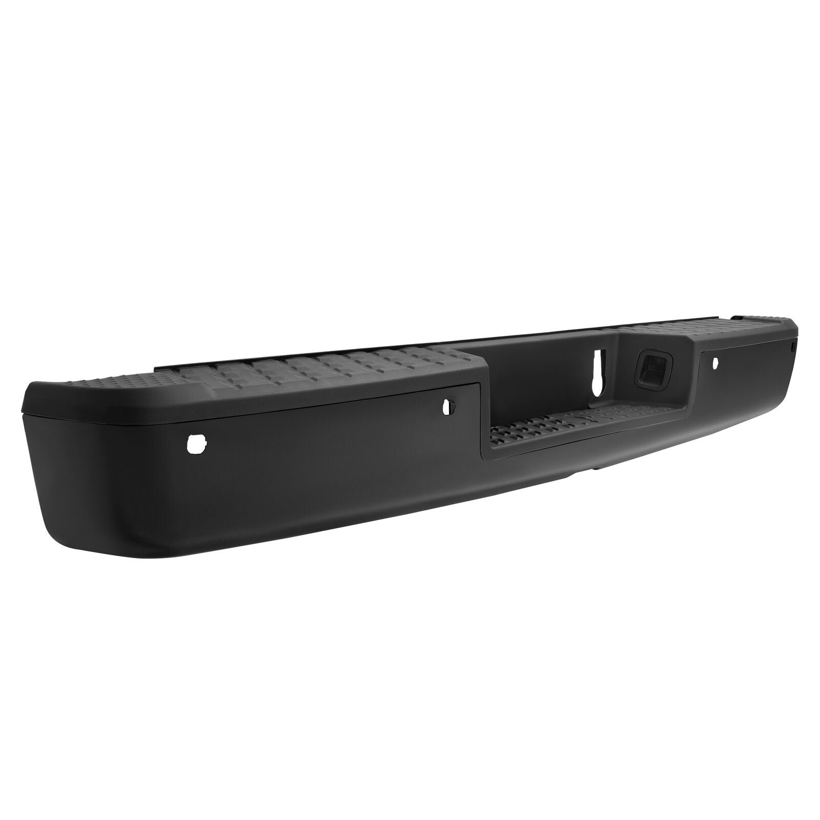 MR.GOP-Rear Step Bumper Assembly Compatible with 2016-2020 Nissan Titan/Titan XD NI1103132 85030EZ50A With Sensor Holes & License Plate Light Powder Coated Black