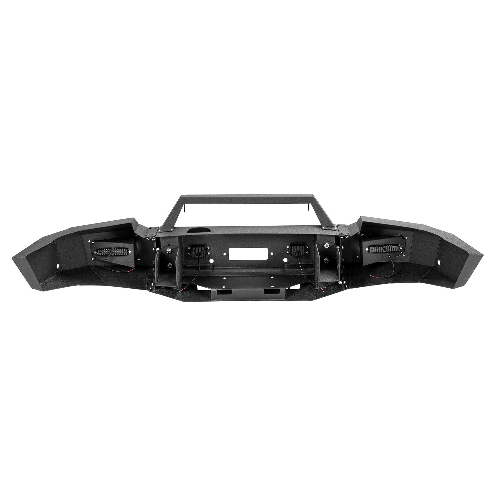 MR.GOP-Black Steel Front Bumper Assembly W/LED Spotlights For GMC Sierra 1500 2007-2013
