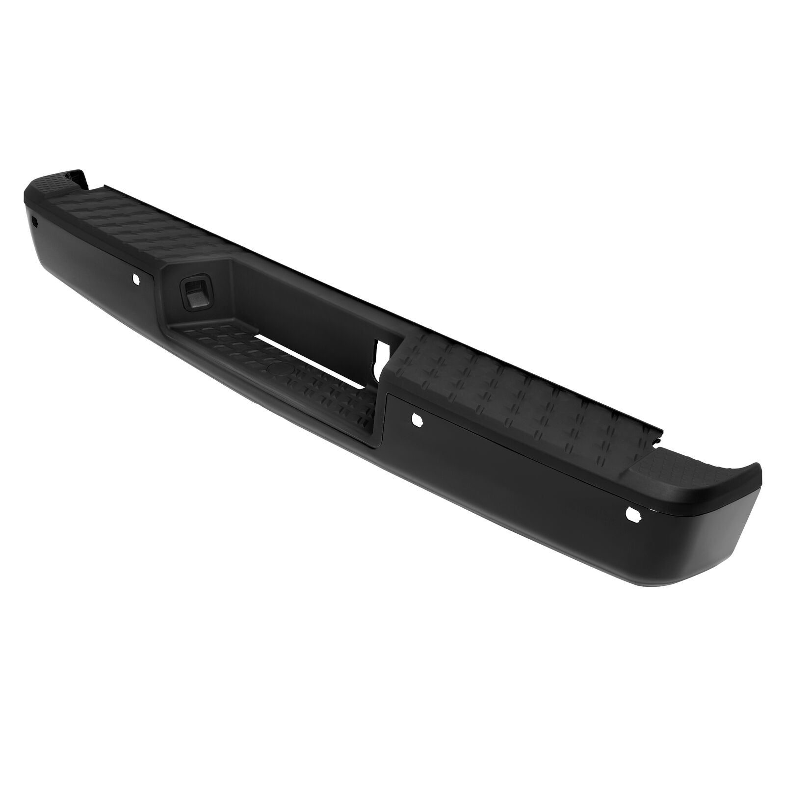 MR.GOP-Rear Step Bumper Assembly Compatible with 2016-2020 Nissan Titan/Titan XD NI1103132 85030EZ50A With Sensor Holes & License Plate Light Powder Coated Black