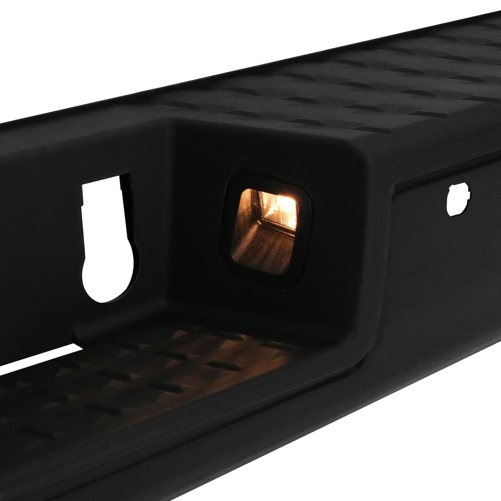 MR.GOP-Rear Step Bumper Assembly Compatible with 2016-2020 Nissan Titan/Titan XD NI1103132 85030EZ50A With Sensor Holes & License Plate Light Powder Coated Black