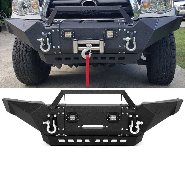 MR.GOP-Front Bumper Pickup For Tacoma 2005-2015 w/ LED Lights + Winch Plate + D-Rings