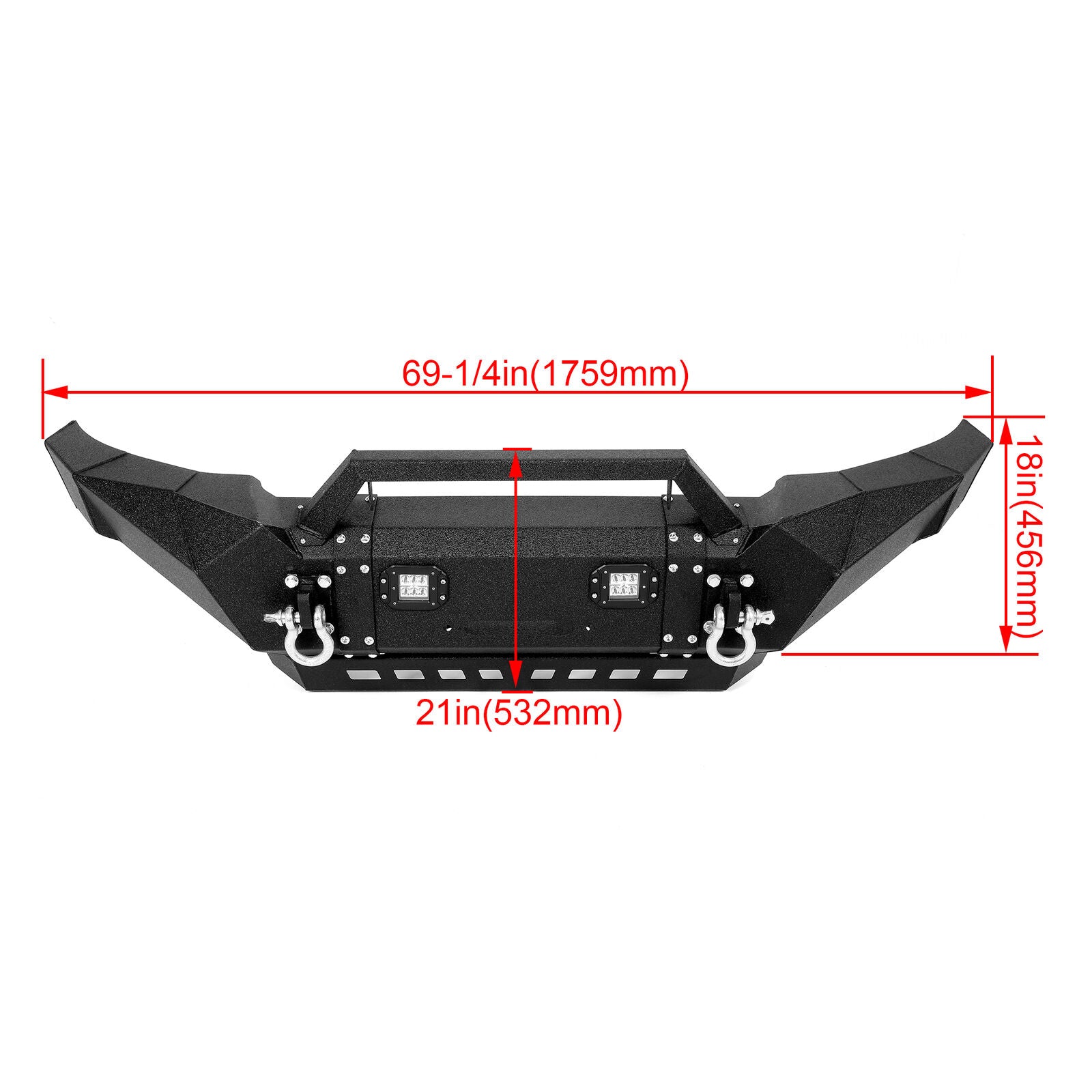 MR.GOP-Front Bumper Pickup For Tacoma 2005-2015 w/ LED Lights + Winch Plate + D-Rings