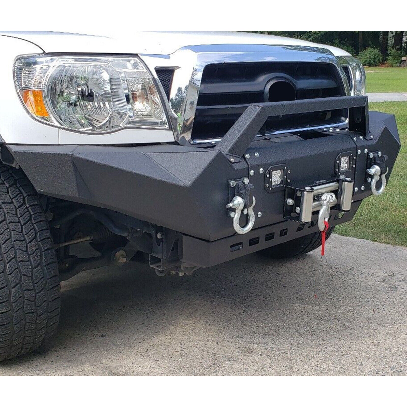 MR.GOP-Front Bumper Pickup For Tacoma 2005-2015 w/ LED Lights + Winch Plate + D-Rings