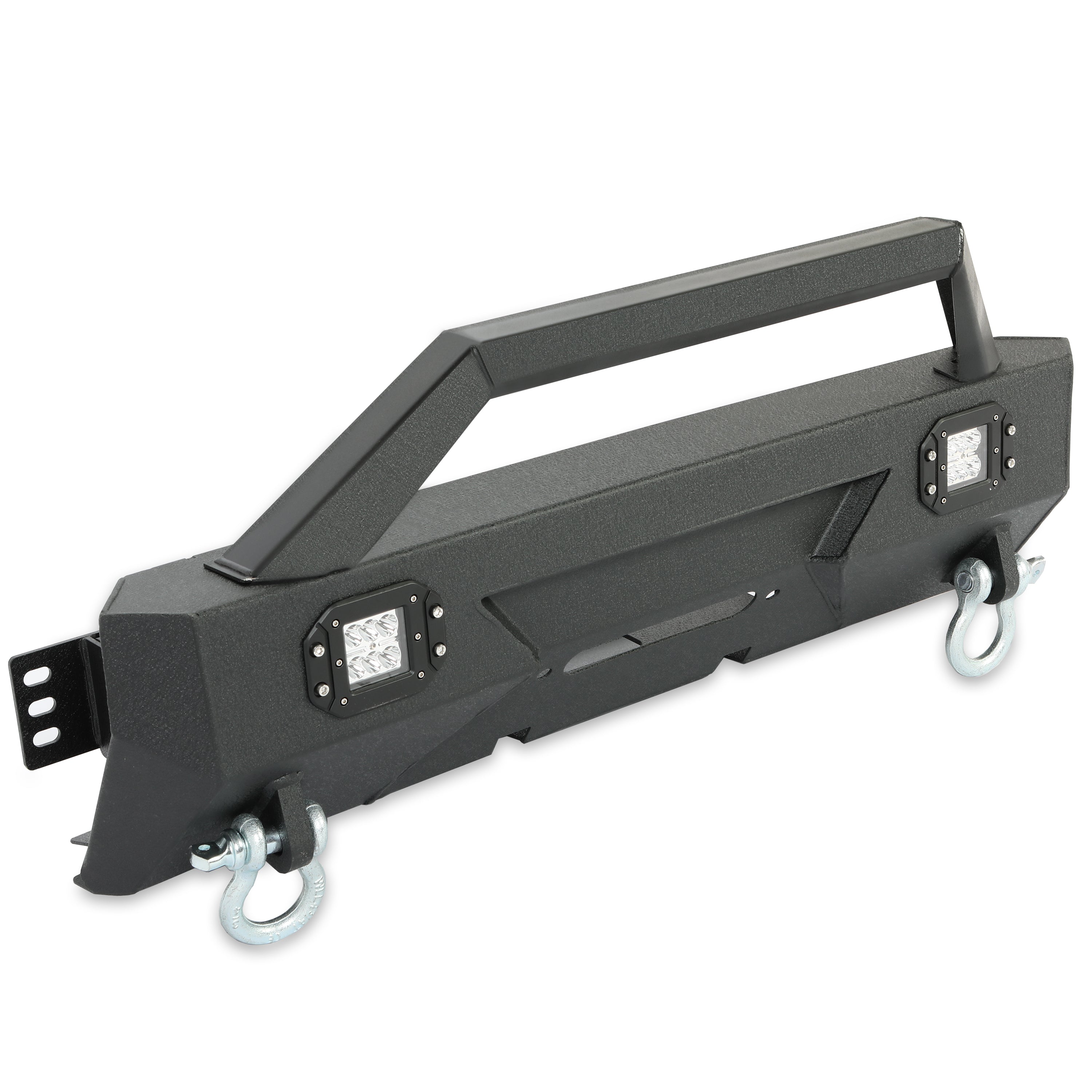 MR.GOP-Front Winch Bumper Compatible with 2010-2021 Toyota 4Runner 5th Gen Stubby Steel With D-rings Winch Plate 18W LED Sport lights Steel Powder Coated