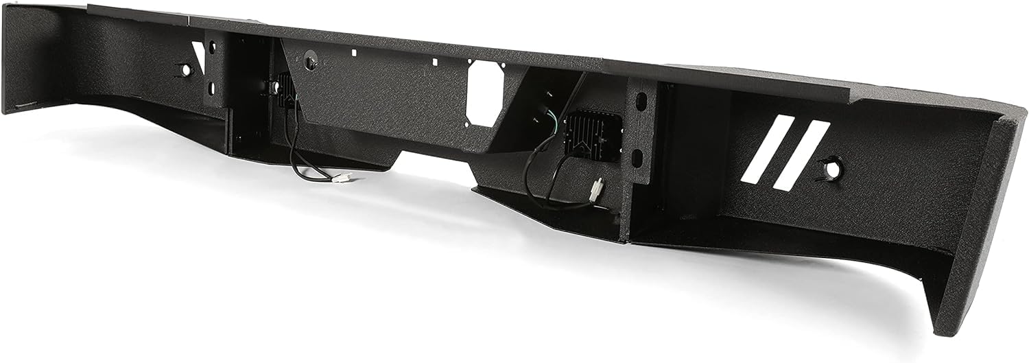 MR.GOP-Rear Bumper Compatible with 2015-2019 Chevrolet Chevy Silverado 2500 3500 GMC Sierra 2500HD 3500HD w/LED Lights and Sensor Holes Powder Coated Steel