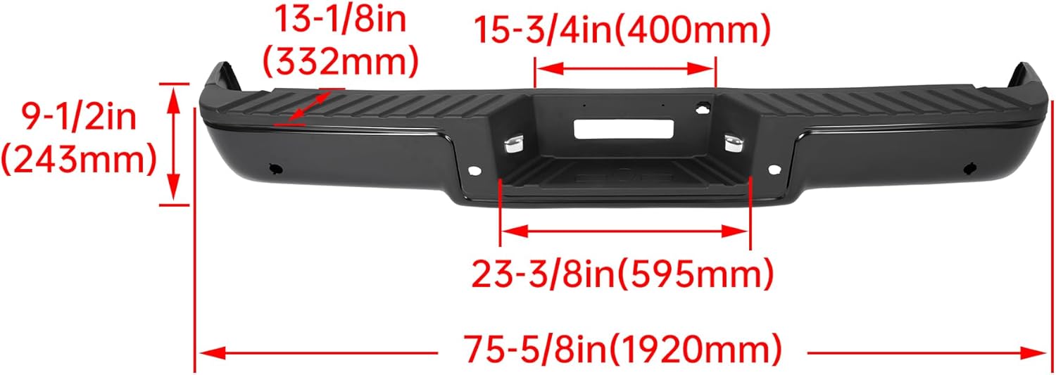 MR.GOP-Rear Step Bumper Assembly Compatible with 2006-2008 Ford F150 Lincoln Mark LT w/Parking Sensor Holes Replacement for FO1103139 Black