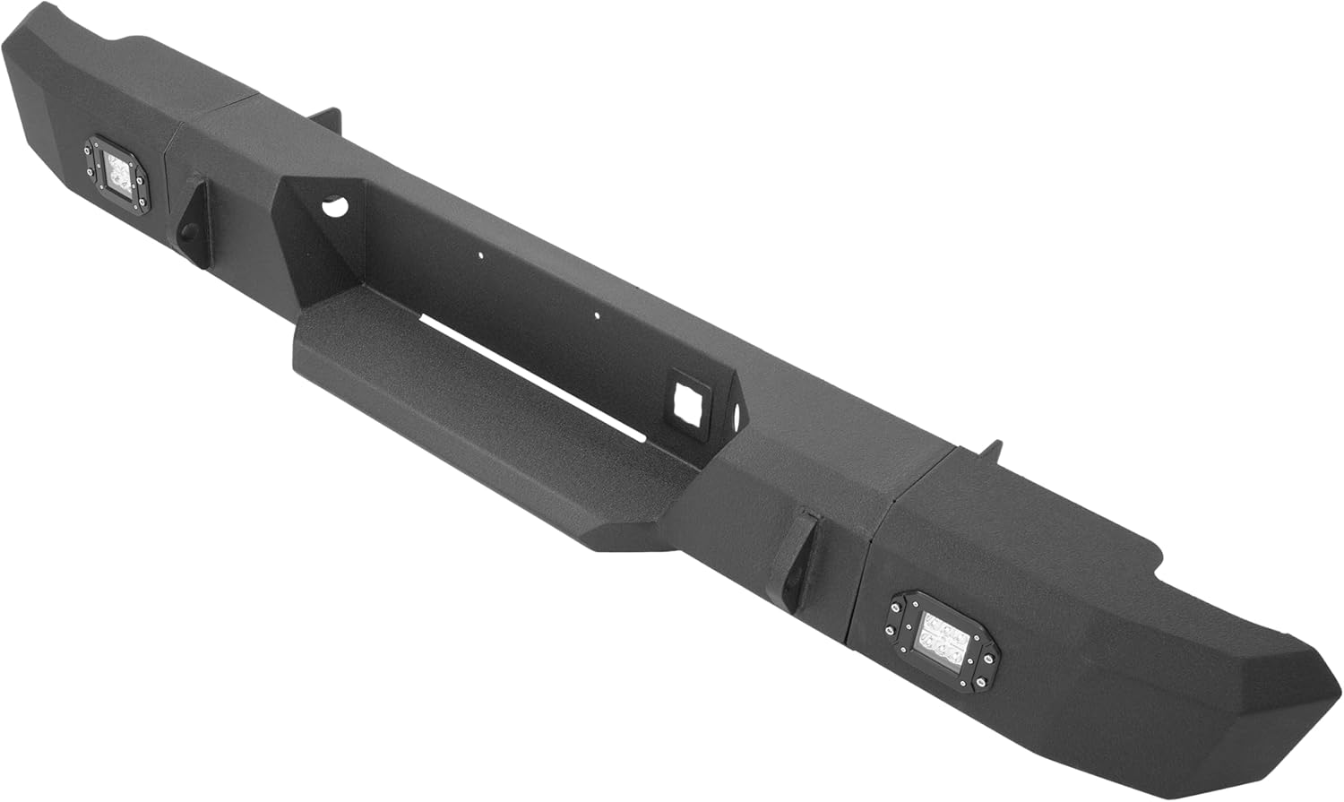 Rear Bumper Compatible with 1999-2007 Chevy Silverado GMC Sierra 2500 3500 HD W/LED Lights Steel Powder Coated Black