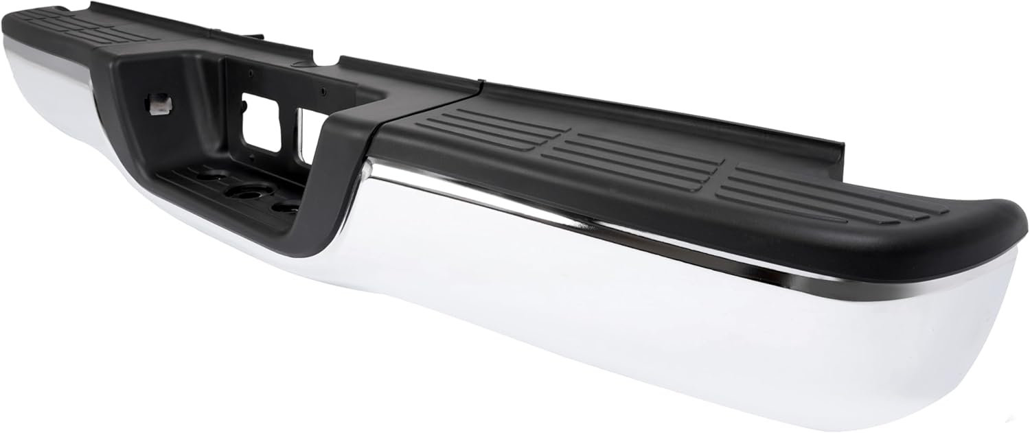 MR.GOP-Rear Step Bumper Assembly Compatible with 2000-2006 Toyota Tundra TO1103107 Steel+Plastic Silvery+Black Chrome+Powder Coated