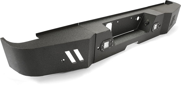 MR.GOP-Rear Bumper Compatible with 2015-2019 Chevrolet Chevy Silverado 2500 3500 GMC Sierra 2500HD 3500HD w/LED Lights and Sensor Holes Powder Coated Steel