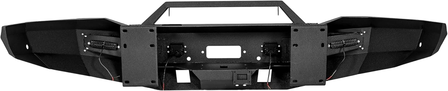 Front Bumper Assembly Compatible with 2019-2024 Dodge Ram 2500/3500 with Winch Plate, LED Lights, D-Rings and Sensor Holes Steel Powder Coated Black (2 Packages)