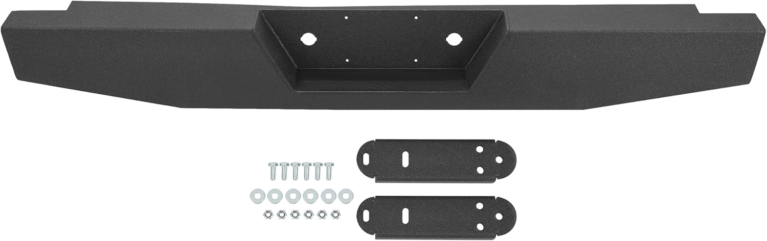 MR.GOP - Parachoques trasero compatible con Ford F150 F250 F350 1973-1998 Conjunto de parachoques de acero con revestimiento de polvo negro 