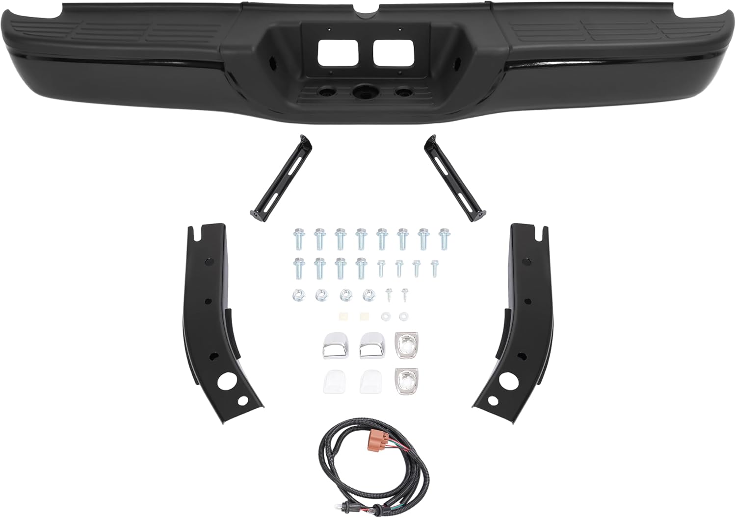 MR.GOP-Rear Step Bumper Assembly Compatible with 2000-2006 Toyota Tundra TO1103108 Powder Coated Black Steel+Plastic