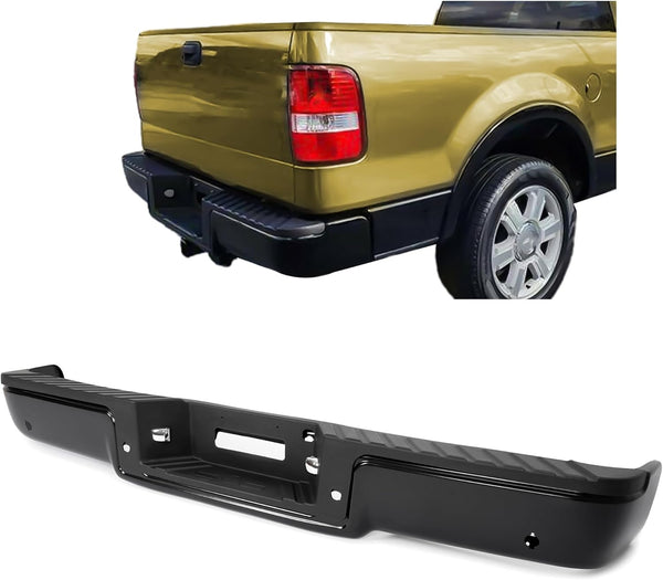 MR.GOP-Rear Step Bumper Assembly Compatible with 2006-2008 Ford F150 Lincoln Mark LT w/Parking Sensor Holes Replacement for FO1103139 Black