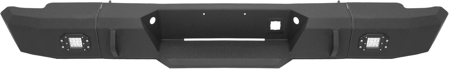 Rear Bumper Compatible with 1999-2007 Chevy Silverado GMC Sierra 2500 3500 HD W/LED Lights Steel Powder Coated Black