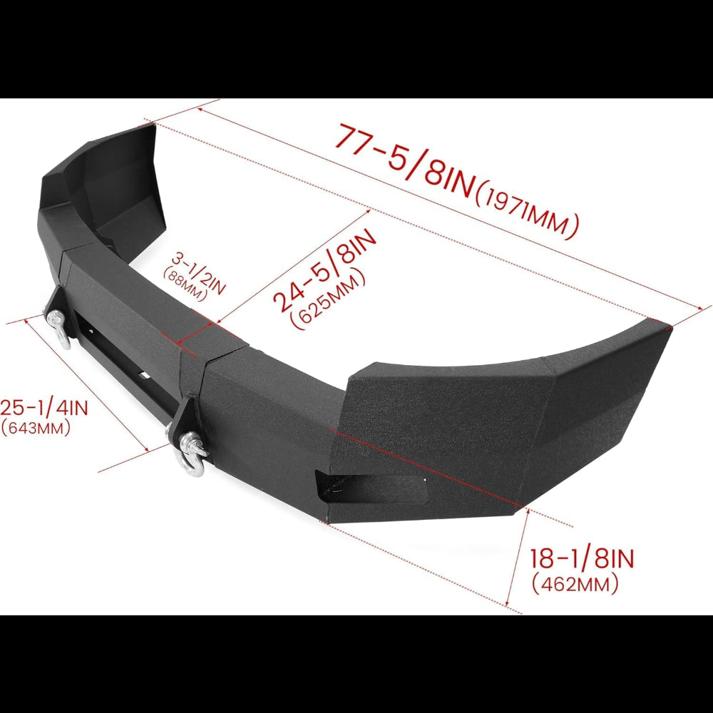 MR.GOP - Parachoques delantero compatible con Chevrolet Silverado 2500 3500 2007-2010 con anillos en D, acero recubierto en polvo negro, dos paquetes 