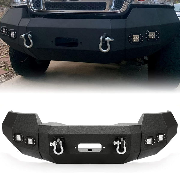 MR.GOP-Front Bumper Compatible with 2004-2008 Ford F150 W/LED Lights, D-Rings, Winch Plate 3 Piece OffRoad Bumper Assembly Steel Powder Coated Black - 2 Packages