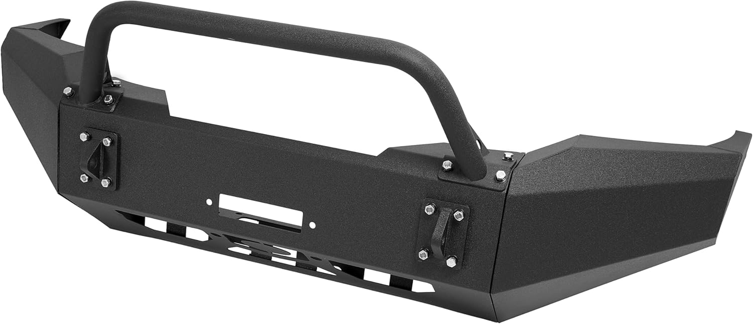 MR.GOP - Parachoques delantero compatible con Ford F250 F350 Super Duty 1999-2004 con barra parachoques de acero recubierto de polvo negro