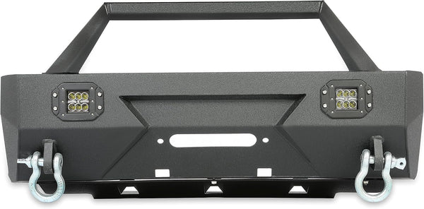 MR.GOP-Front Winch Bumper Compatible with 2010-2021 Toyota 4Runner 5th Gen Stubby Steel With D-rings Winch Plate 18W LED Sport lights Steel Powder Coated