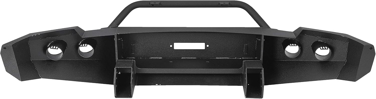 MR.GOP-Front Bumper Compatible with 2011-2014 Chevy Chevrolet Silverado 2500 HD 3500 HD 3 PCS Steel Powder Coated Black (2 Packages)