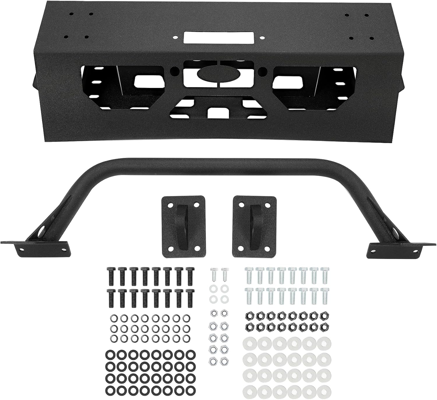 MR.GOP - Parachoques delantero compatible con Ford F250 F350 Super Duty 1999-2004 con barra parachoques de acero recubierto de polvo negro