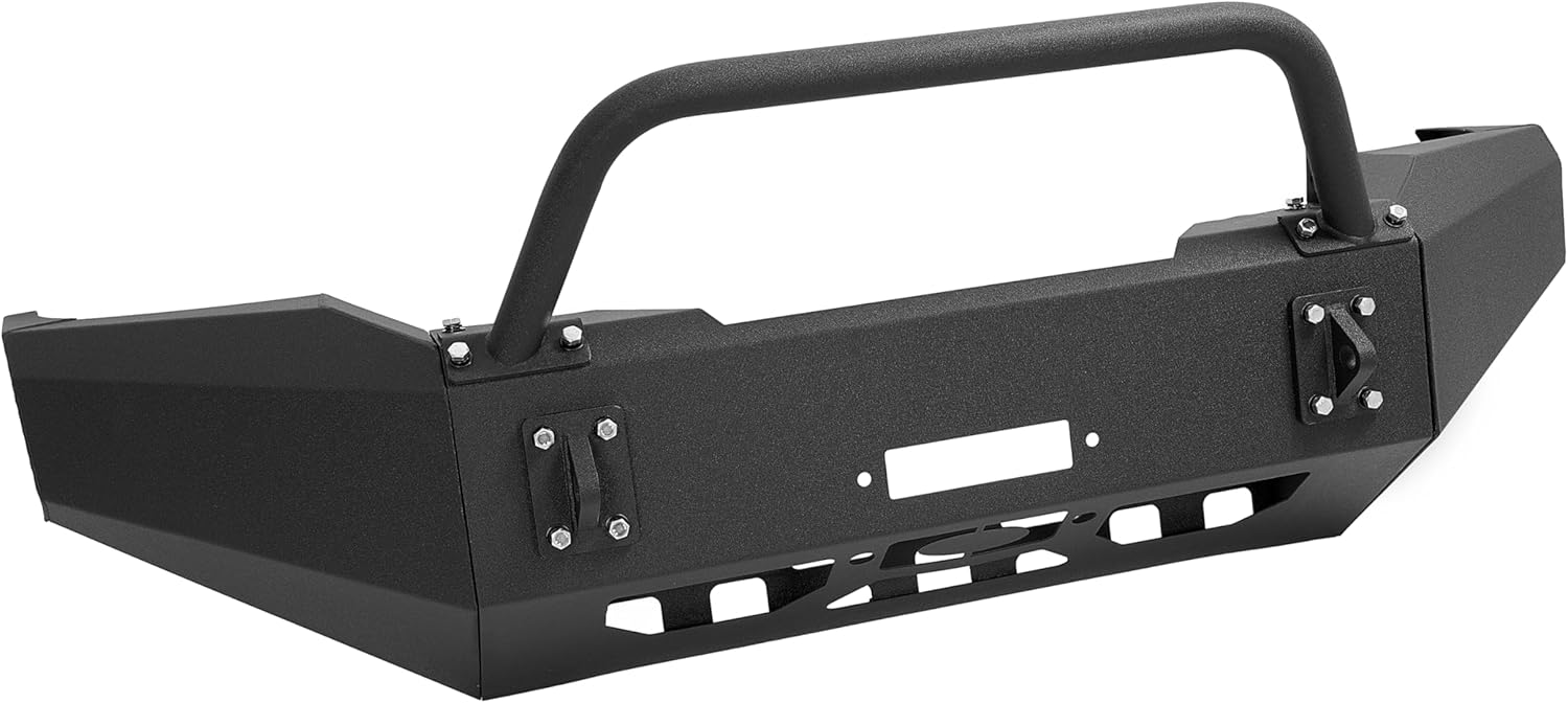 MR.GOP - Parachoques delantero compatible con Ford F250 F350 Super Duty 1999-2004 con barra parachoques de acero recubierto de polvo negro