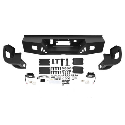 MR.GOP - Parachoques trasero de acero HD de ancho completo negro para Chevy Silverado 1500/2500 3500 HD 2019-2022