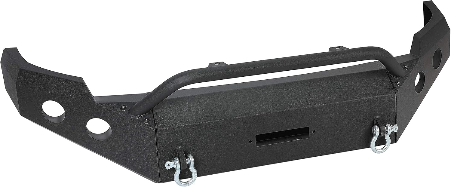 MR.GOP-Front Bumper Compatible with 2011-2014 Chevy Chevrolet Silverado 2500 HD 3500 HD 3 PCS Steel Powder Coated Black (2 Packages)
