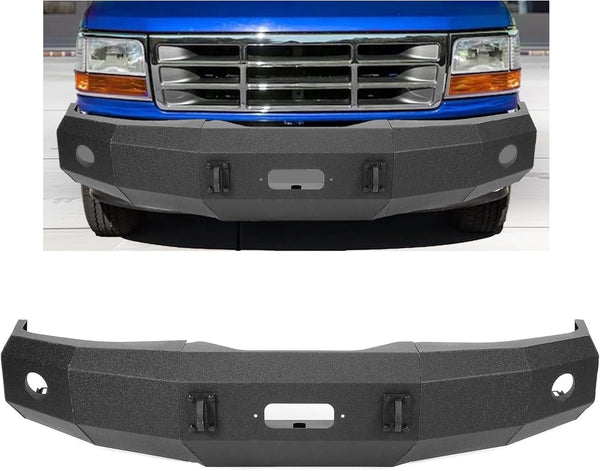 MR.GOP-3 Pieces Front Bumper Compatible with 1992-1997 Ford F150 F250 F350 Powder Coated Steel (2 packages)
