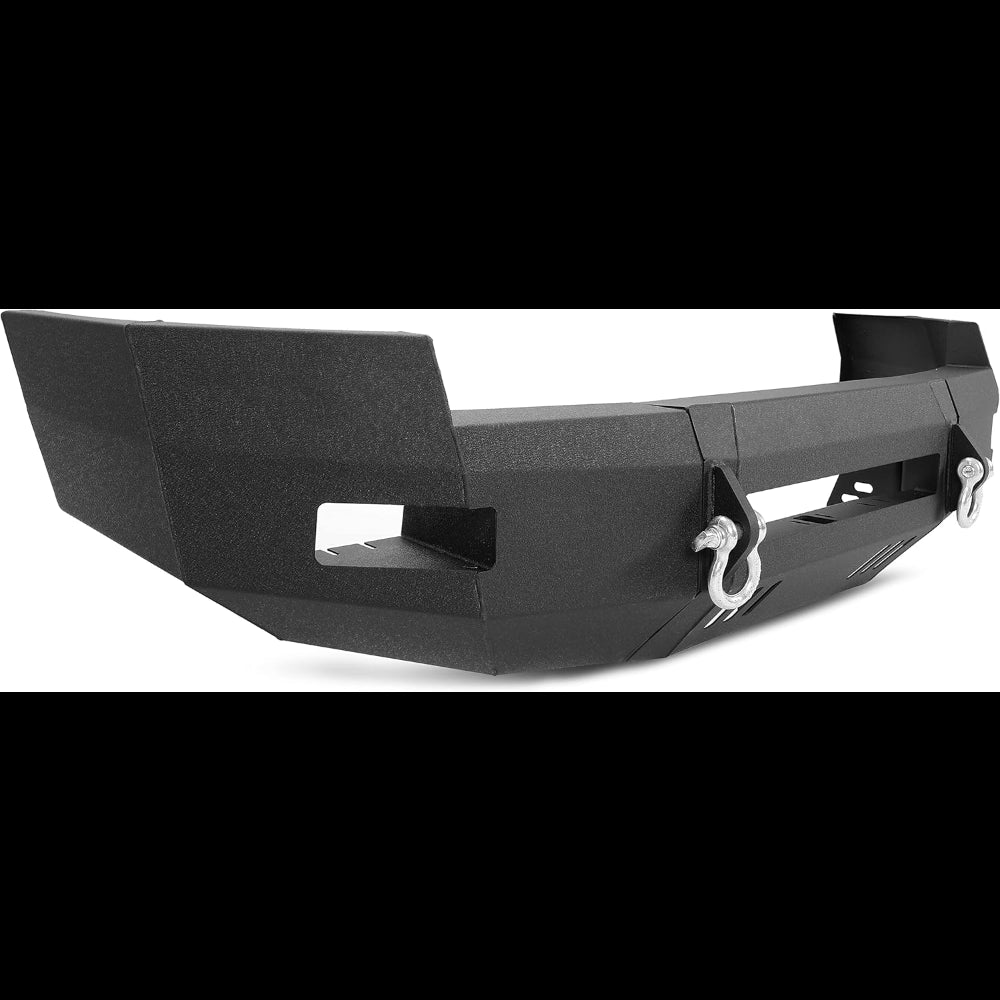 MR.GOP - Parachoques delantero compatible con Chevrolet Silverado 2500 3500 2007-2010 con anillos en D, acero recubierto en polvo negro, dos paquetes 