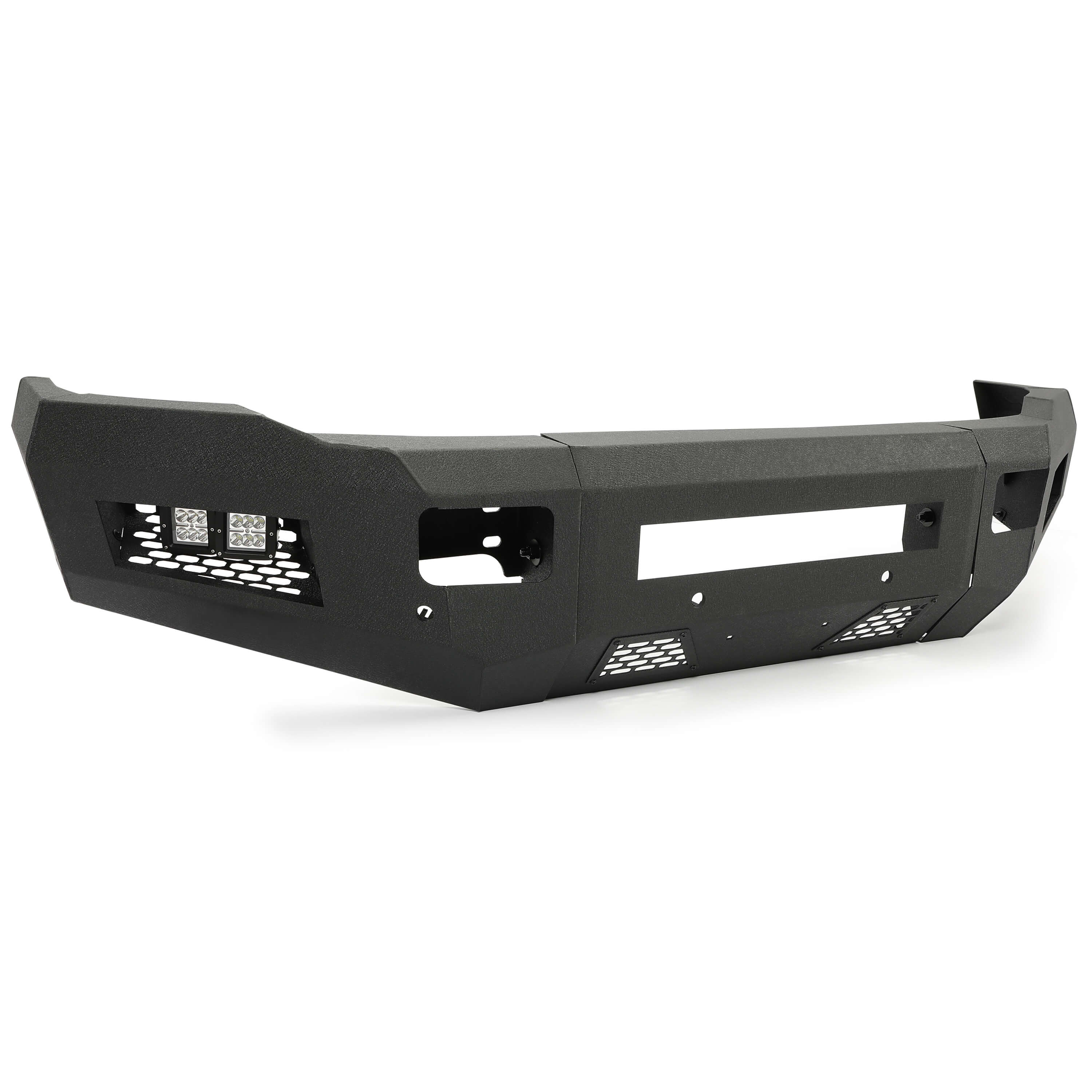 MR.GOP-Front Bumper Off-road 3-Piece Modular Compatible with 2010-2018 Dodge Ram 2500 3500 with 4 LED Lights Powder Coated Steel Textured Black