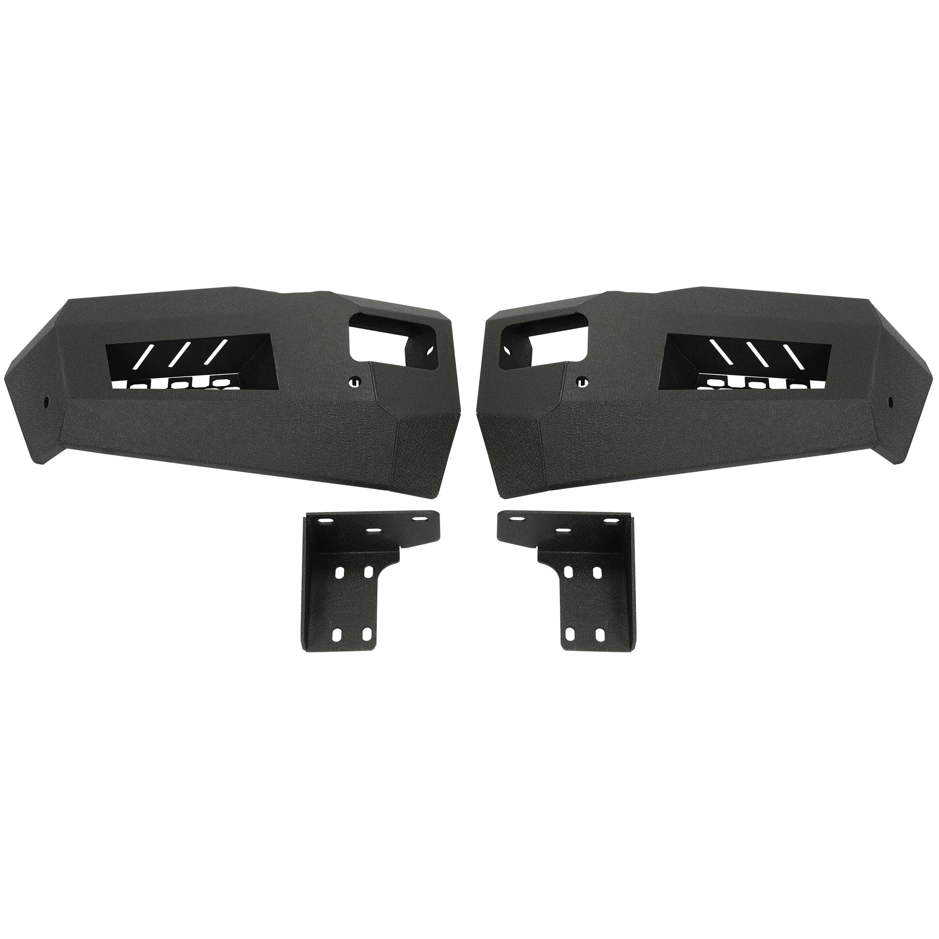 MR.GOP-Front Bumper Off-road 3-Piece Modular Compatible with 2010-2018 Dodge Ram 2500 3500 with 4 LED Lights Powder Coated Steel Textured Black