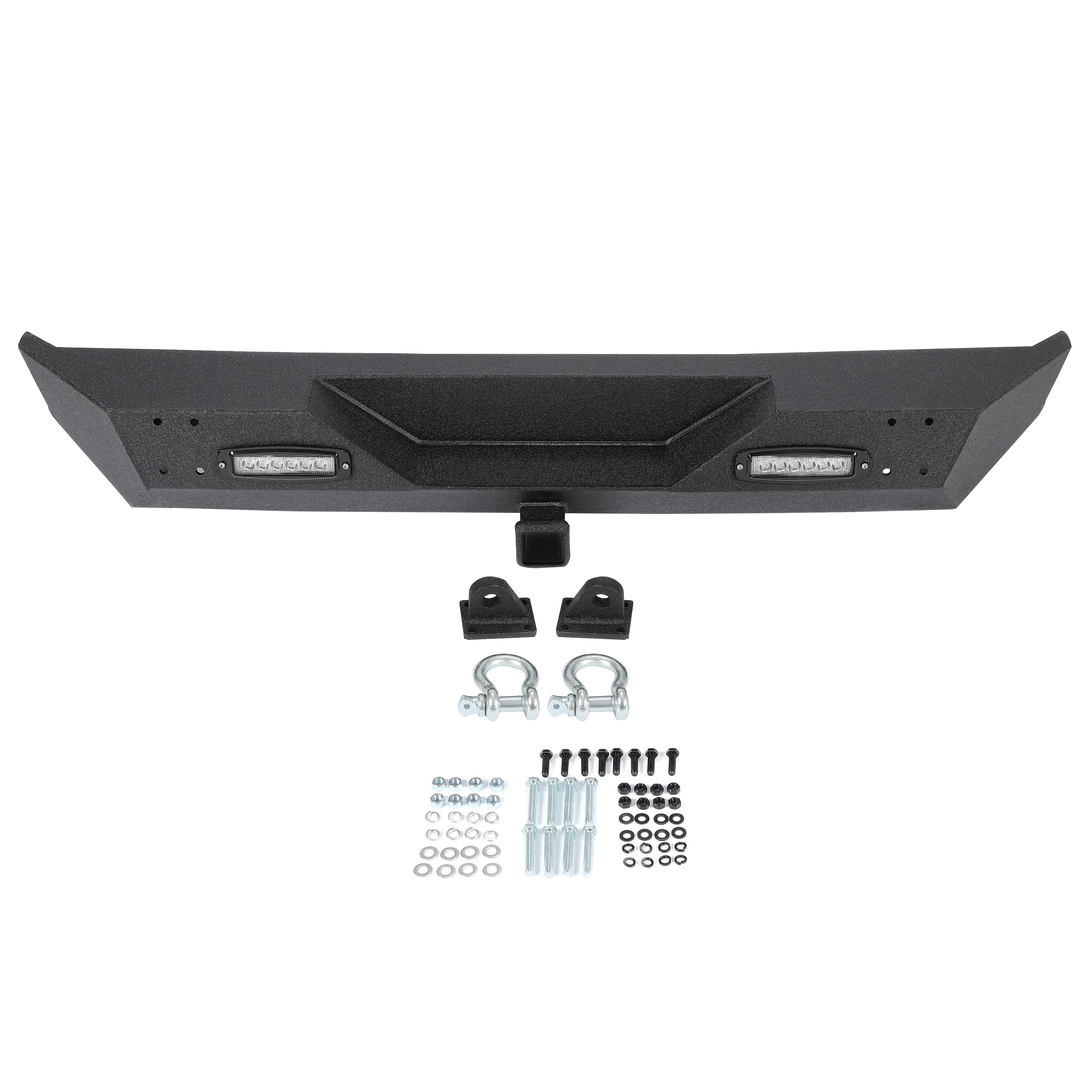 MR.GOP-Rear Bumper for 1987-2006 Jeep Wrangler TJ YJ,With LED Light 2 Receiver