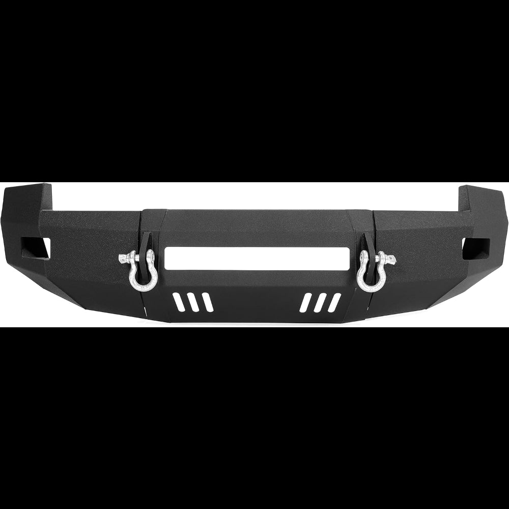 MR.GOP - Parachoques delantero compatible con Chevrolet Silverado 2500 3500 2007-2010 con anillos en D, acero recubierto en polvo negro, dos paquetes 