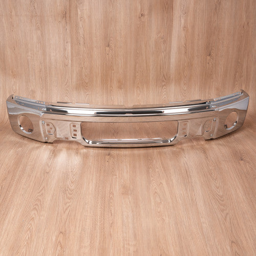 MR.GOP-Front Silvery Steel Bumper Face Bar for Ford F150 Pickup 09-14 w/ Fog Light Hole