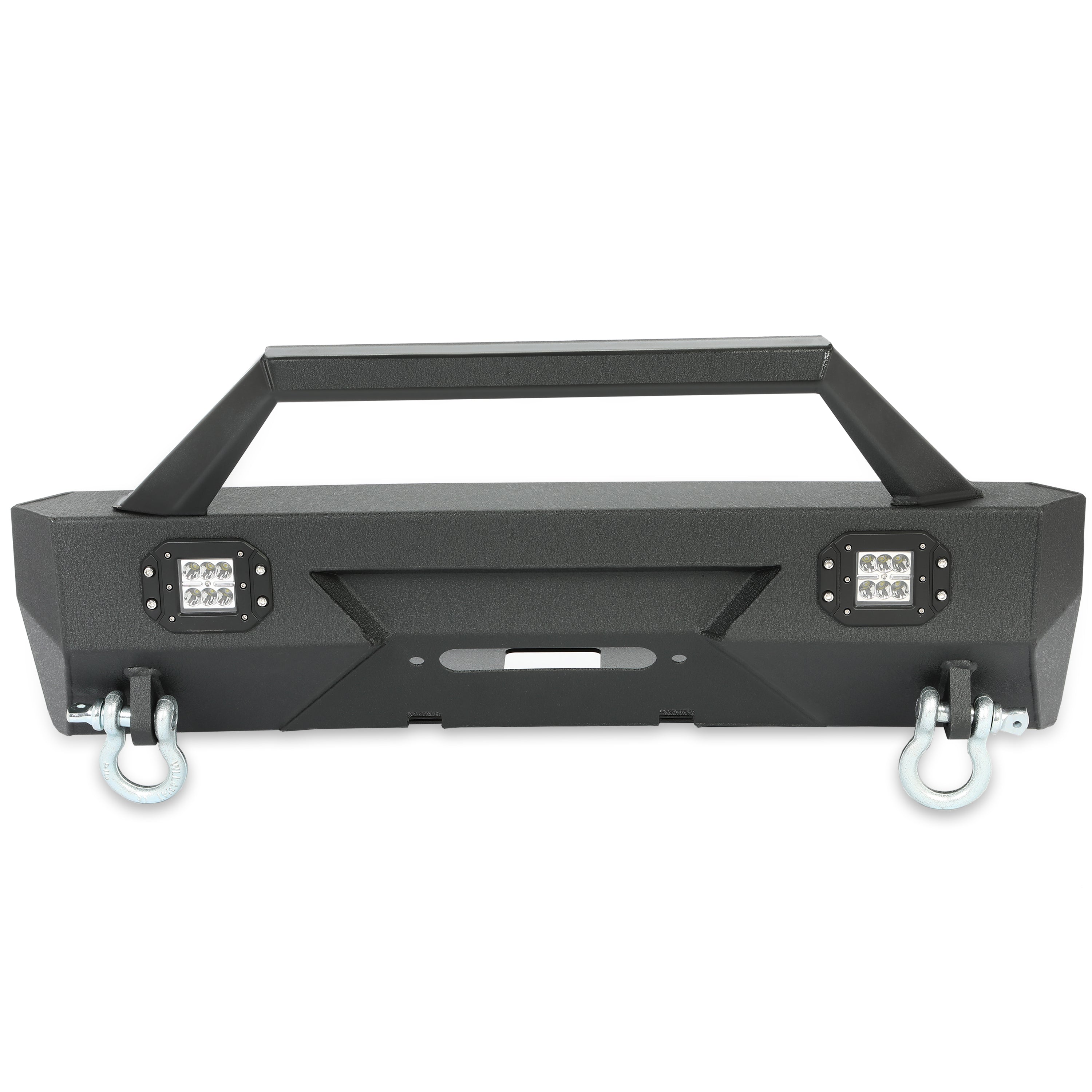 MR.GOP-Front Winch Bumper Compatible with 2010-2021 Toyota 4Runner 5th Gen Stubby Steel With D-rings Winch Plate 18W LED Sport lights Steel Powder Coated