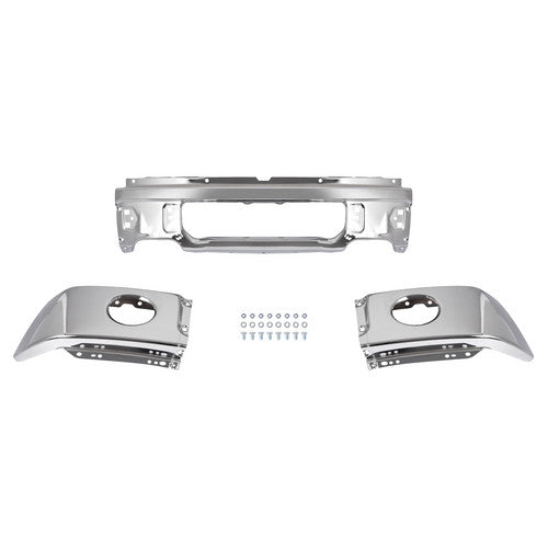 MR.GOP-Front Silvery Steel Bumper Face Bar for Ford F150 Pickup 09-14 w/ Fog Light Hole