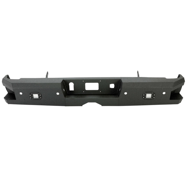 MR.GOP-Off-Road Rear Bumper Heavy-duty Steel Compatible with 2014-2019 Chevy Silverado GMC Sierra 1500 2500 HD 3500 HD with 2 LED