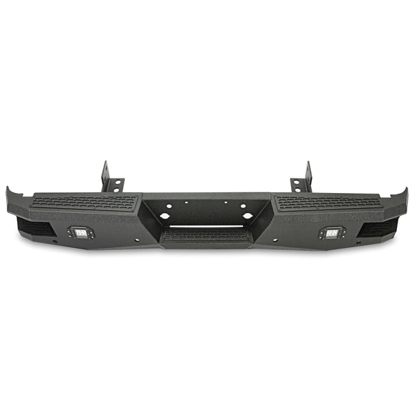 MR.GOP-Off-road Rear Bumper Compatible with 1999-2016 Ford Super Duty F250 F350 with 2 LED Lights Powder coated Steel